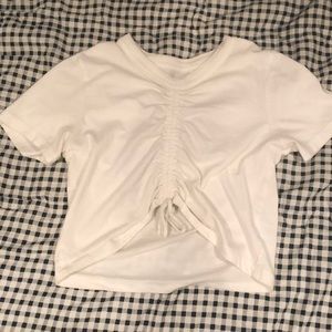Cropped white ruched shirt